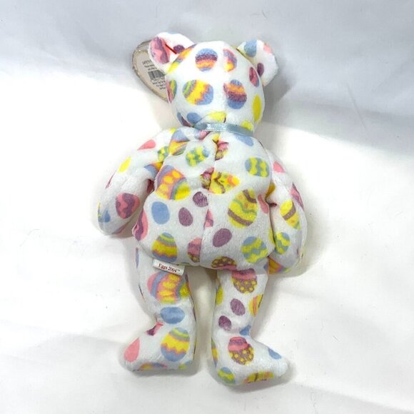TY Beanie Babies Eggs The Easter Egg Bear White Yellow Pink Polka Dot 8" 2003 - Picture 2 of 8
